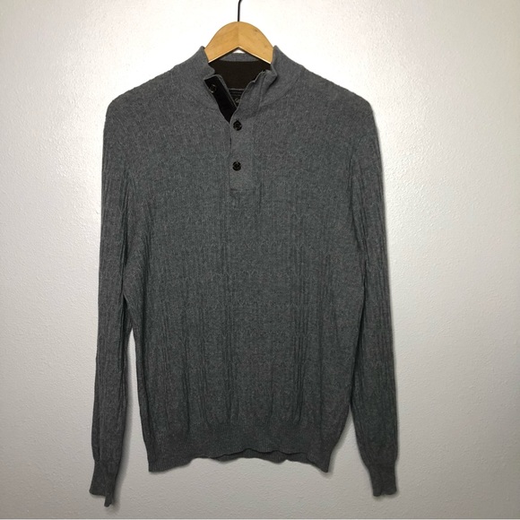 Tasso Elba Other - Tasso Elba Supima Cotton Cable Knit Henley Quarter Zip Pullover Sweater L